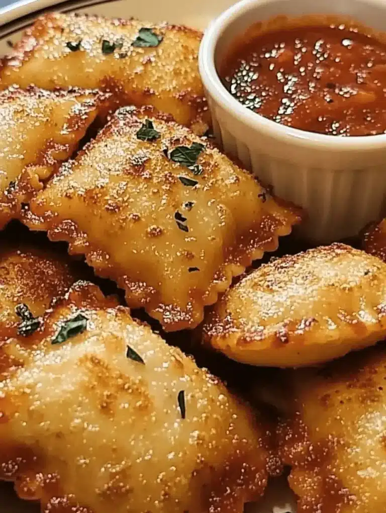 Crispy air fryer ravioli bites with marinara sauce