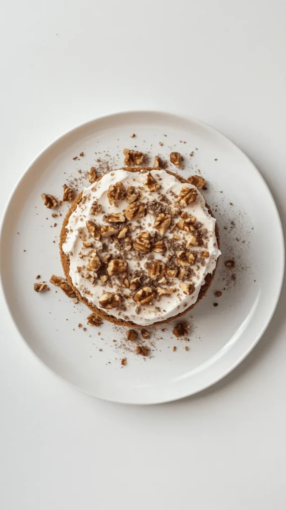 Moist and fluffy air fryer carrot cake topped with cream cheese frosting.