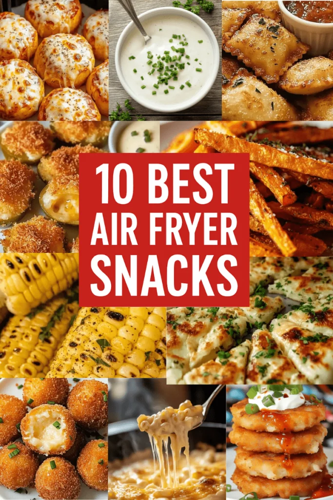 0 Best Air Fryer Snacks – Crispy, Cheesy, and Delicious Snacks Displayed on a Bright Background.