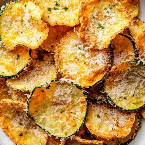 Crispy air fryer zucchini chips with parmesan