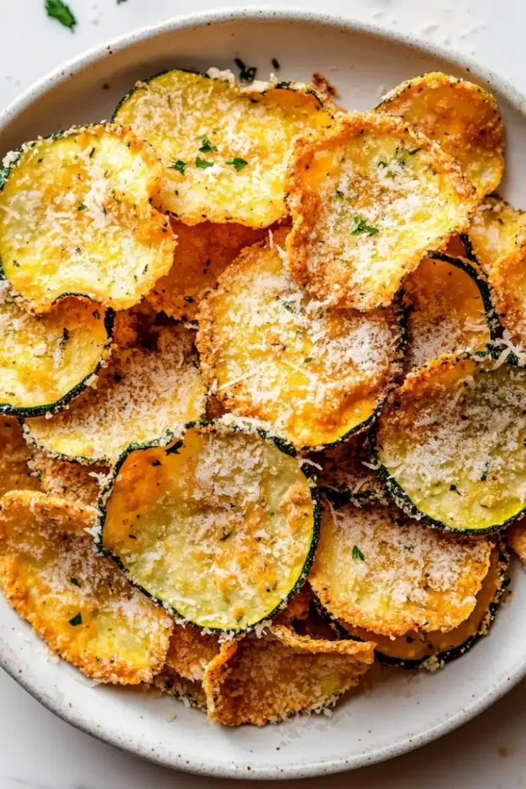 Crispy air fryer zucchini chips with parmesan