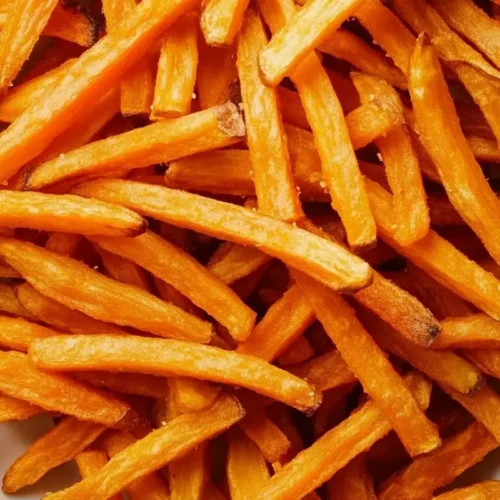 crispy air fryer frozen sweet potato fries in basket