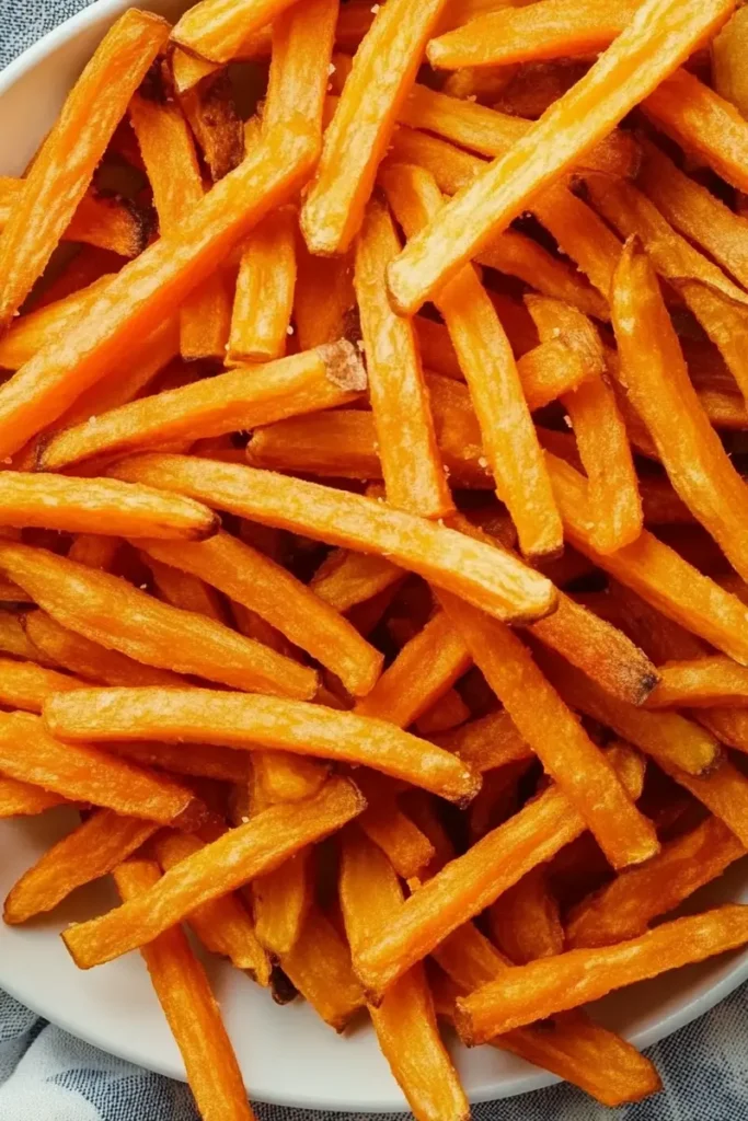crispy air fryer frozen sweet potato fries in basket