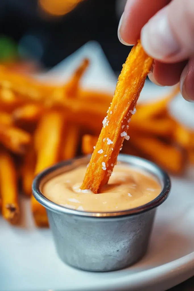 weet potato fries with three dipping sauces