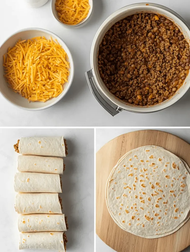 Rolling and slicing cheesy taco pinwheels for the air fryer