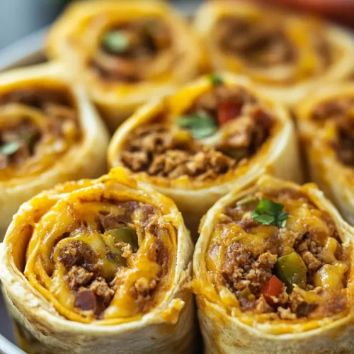 Cheesy taco pinwheels in air fryer with crispy golden edges