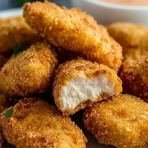 Crispy frozen chicken nuggets in air fryer basket