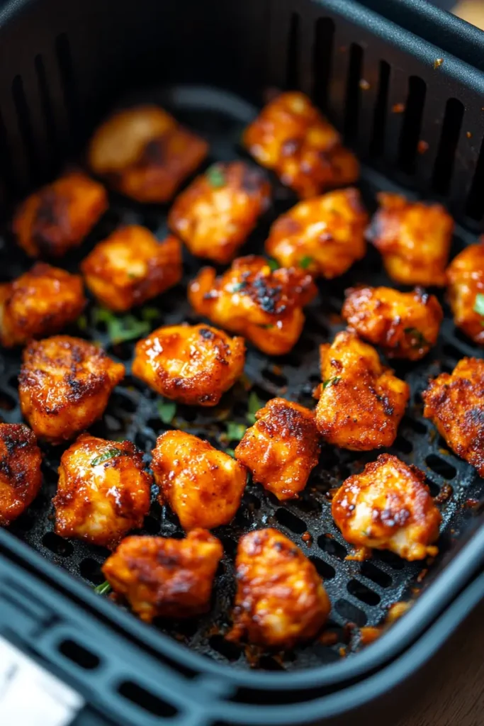 Seasoned chicken bites ready for air frying