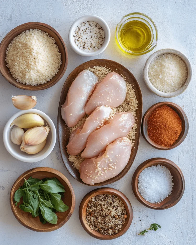 Ingredients for air fryer parmesan crusted chicken