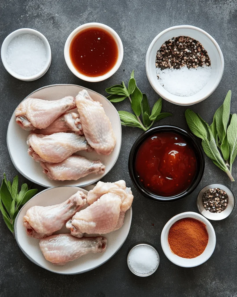 Ingredients for BBQ chicken wings in air fryer