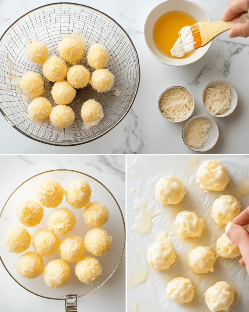 Making crispy potato cheese bombs in air fryer