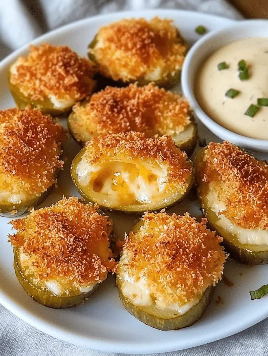 Crispy air fryer stuffed pickles with melted cheese inside
