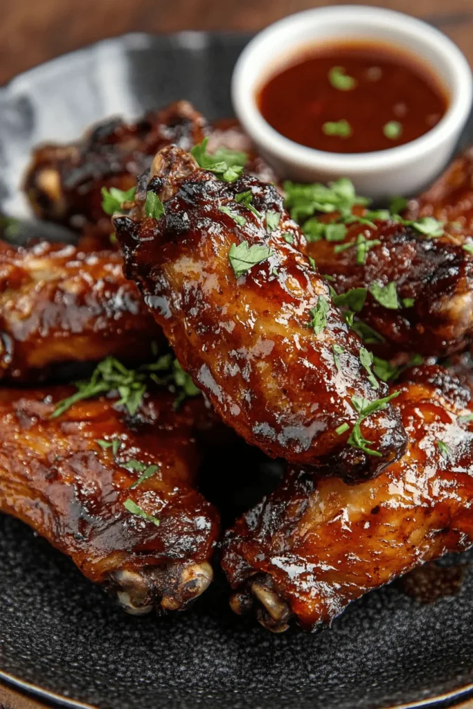 Crispy BBQ chicken wings in air fryer