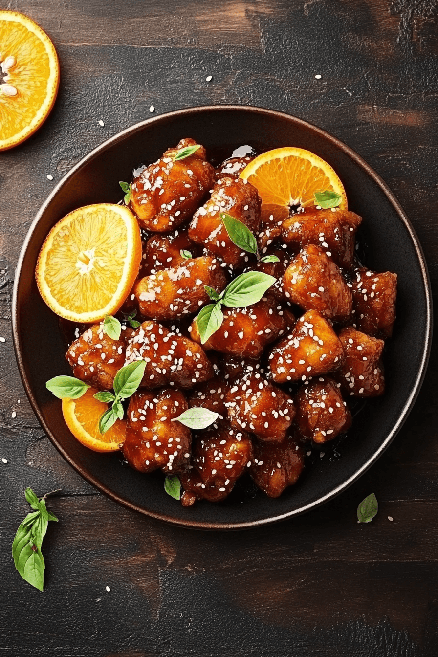 Crispy orange chicken in air fryer