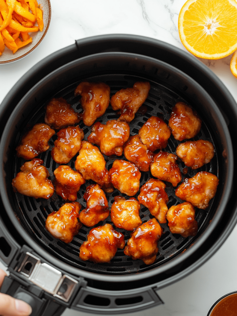 Making air fryer orange chicken