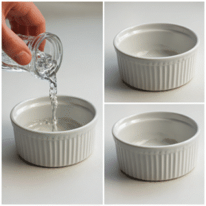 Add 1.5 to 2 tablespoons of water to the ramekin.