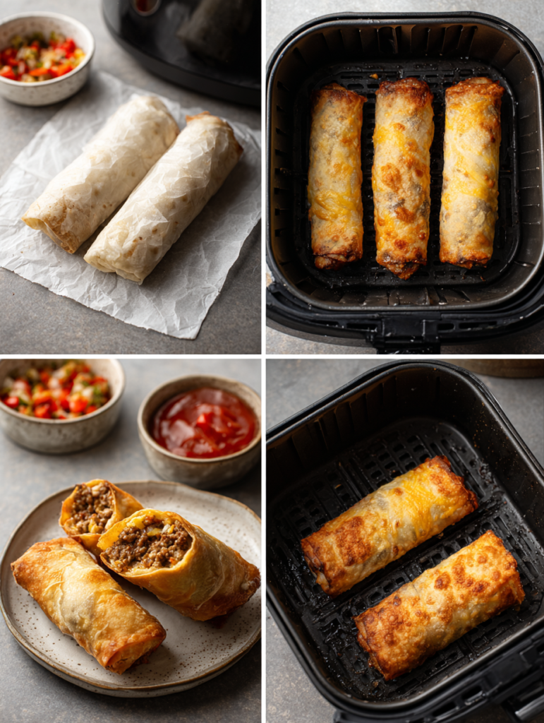 how to make keto cheeseburger egg rolls in air fryer