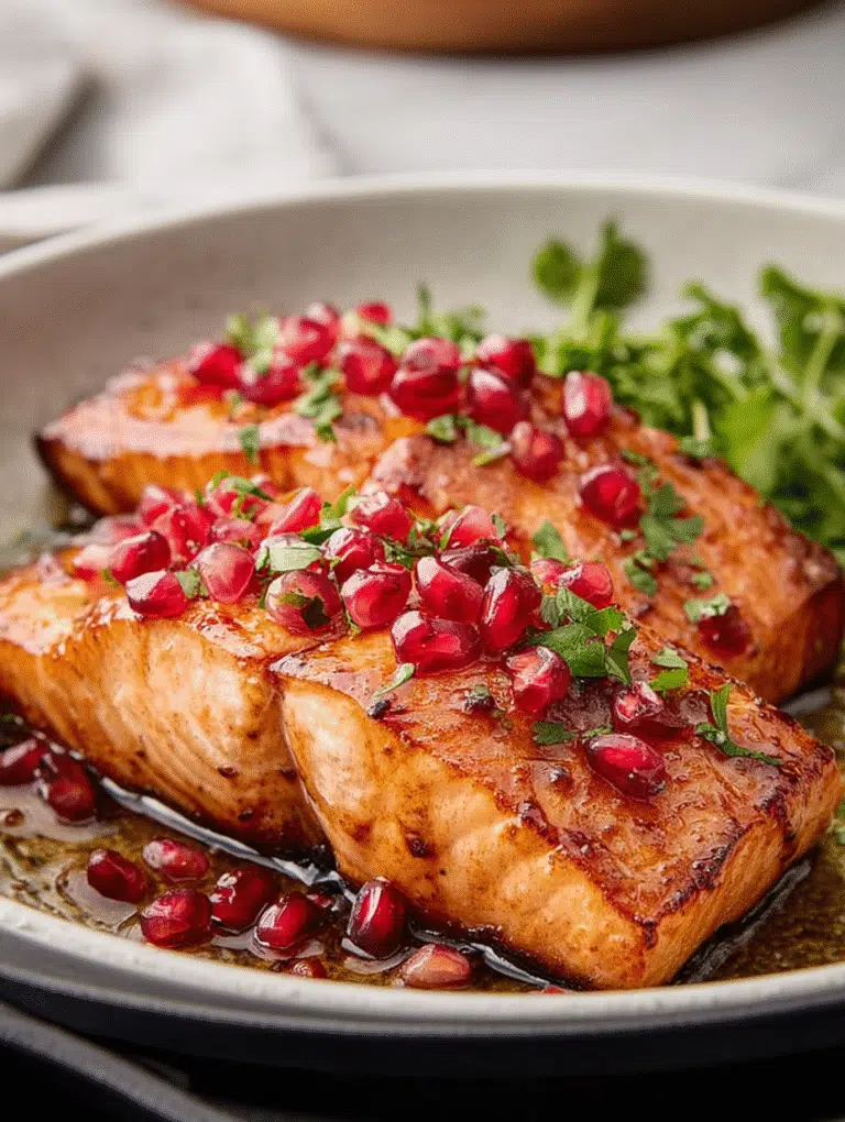 air fryer pomegranate-glazed salmon close-up