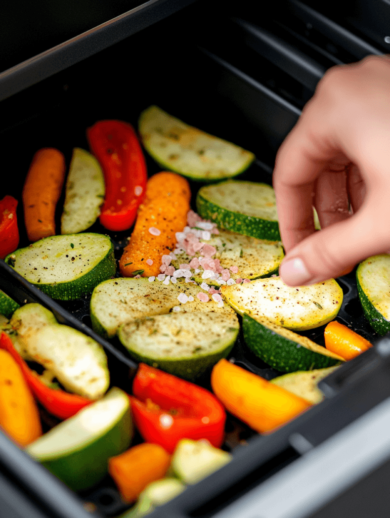 Preparing pink salt vegetables for air frying
