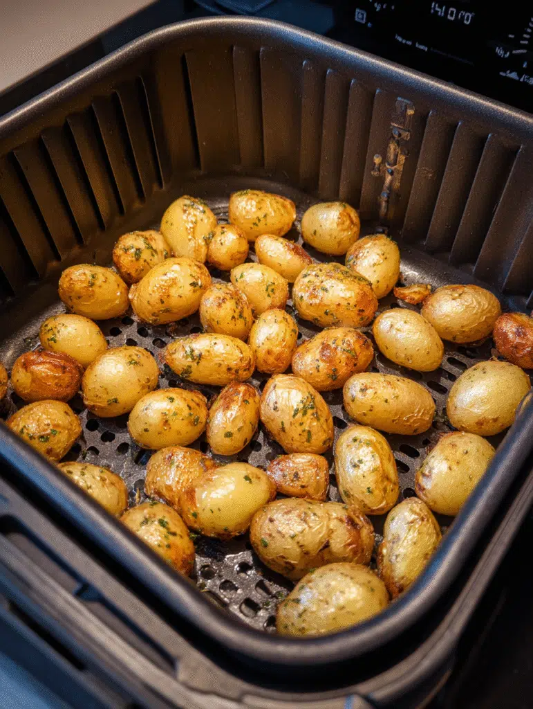 baby potatoes cooking in air fryer at 400 degrees