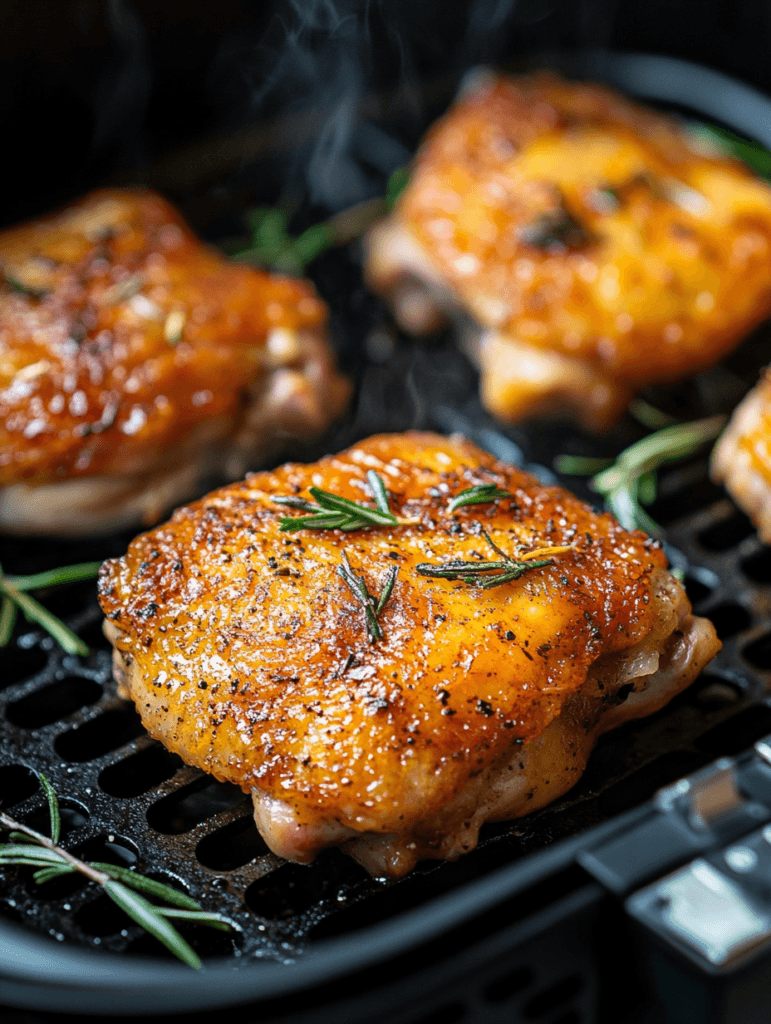 Crispy air fryer chicken with golden skin