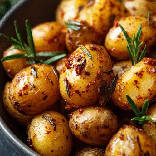 crispy baby potatoes in air fryer basket