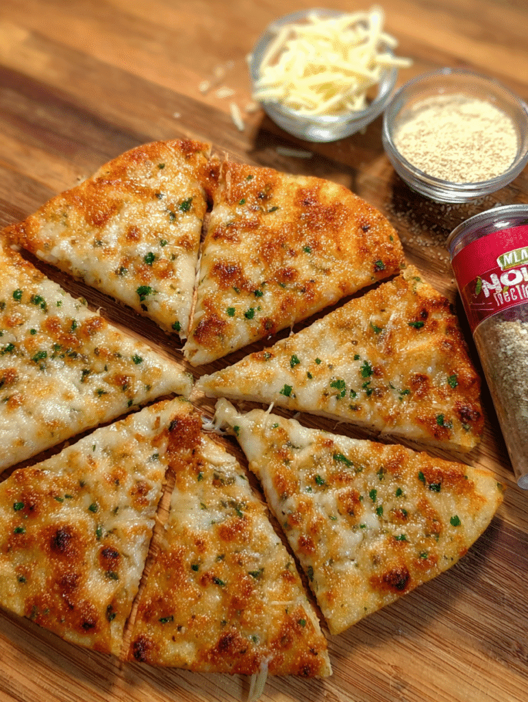 Easy air fryer cheesy garlic bread with tortillas