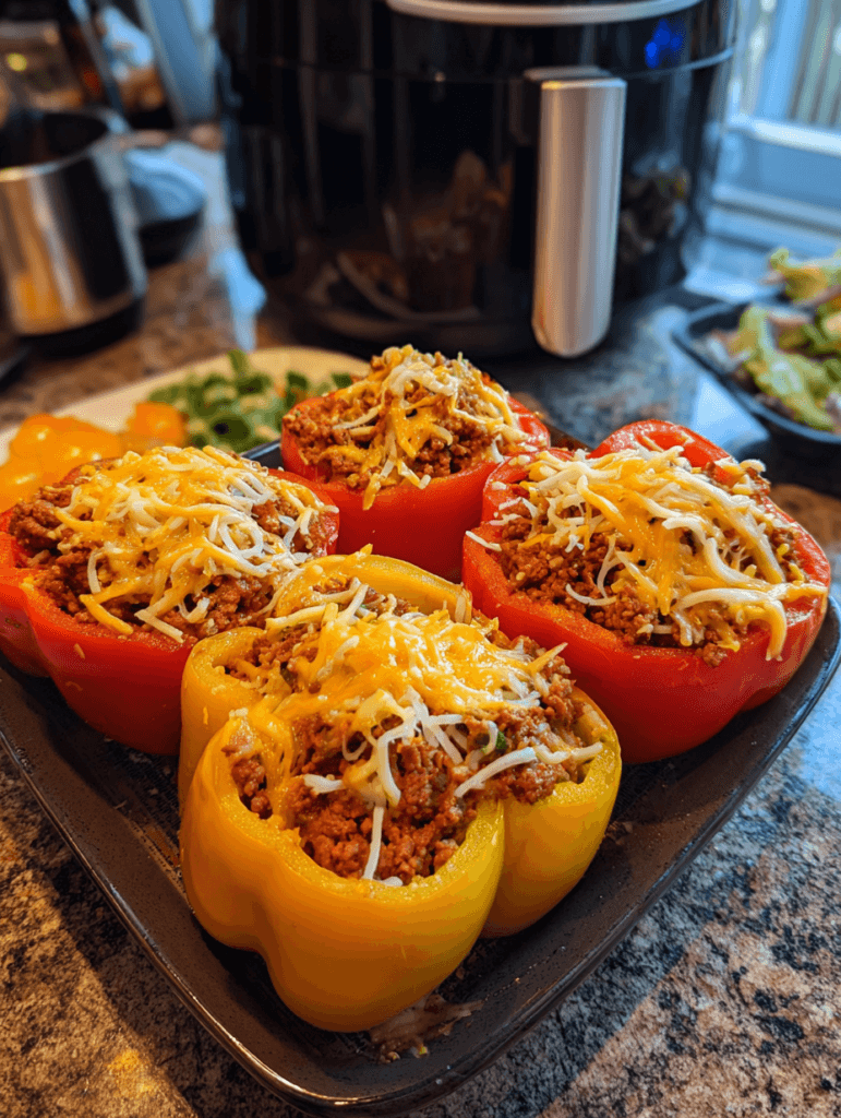Stuffing bell peppers with beef for air fryer