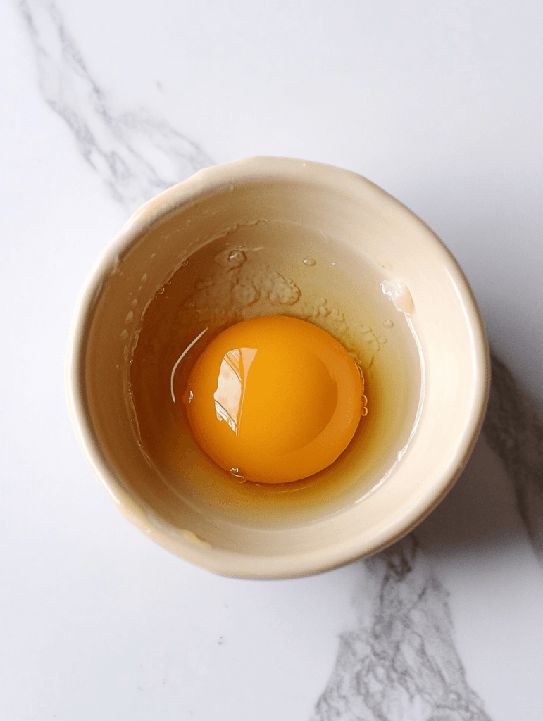Cracking egg into ramekin – Air Fryer Poached Eggs Recipe