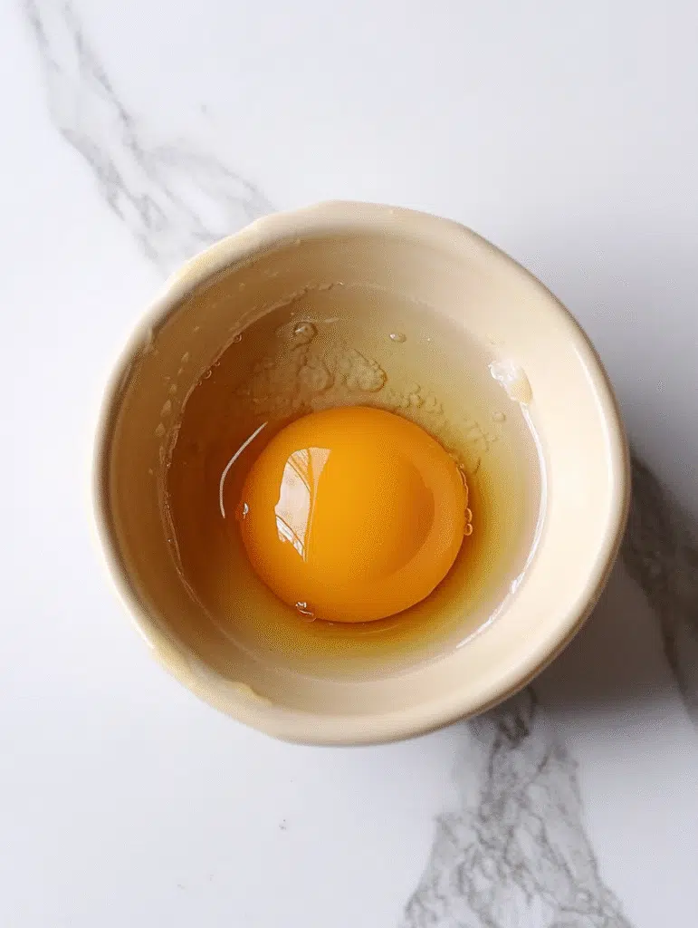 Cracking egg into ramekin – Air Fryer Poached Eggs Recipe