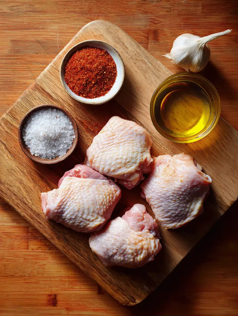Ingredients for juicy air fryer chicken thighs