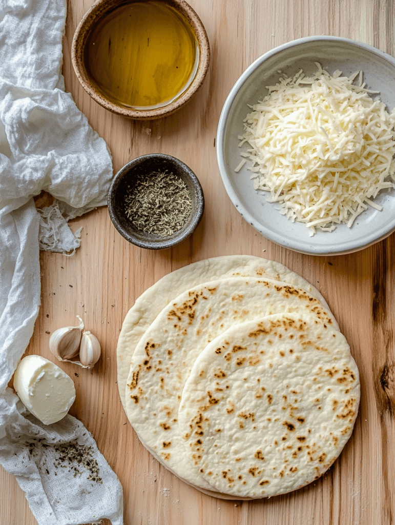 Ingredients for Pita Garlic Cheese Triangles in Air Fryer