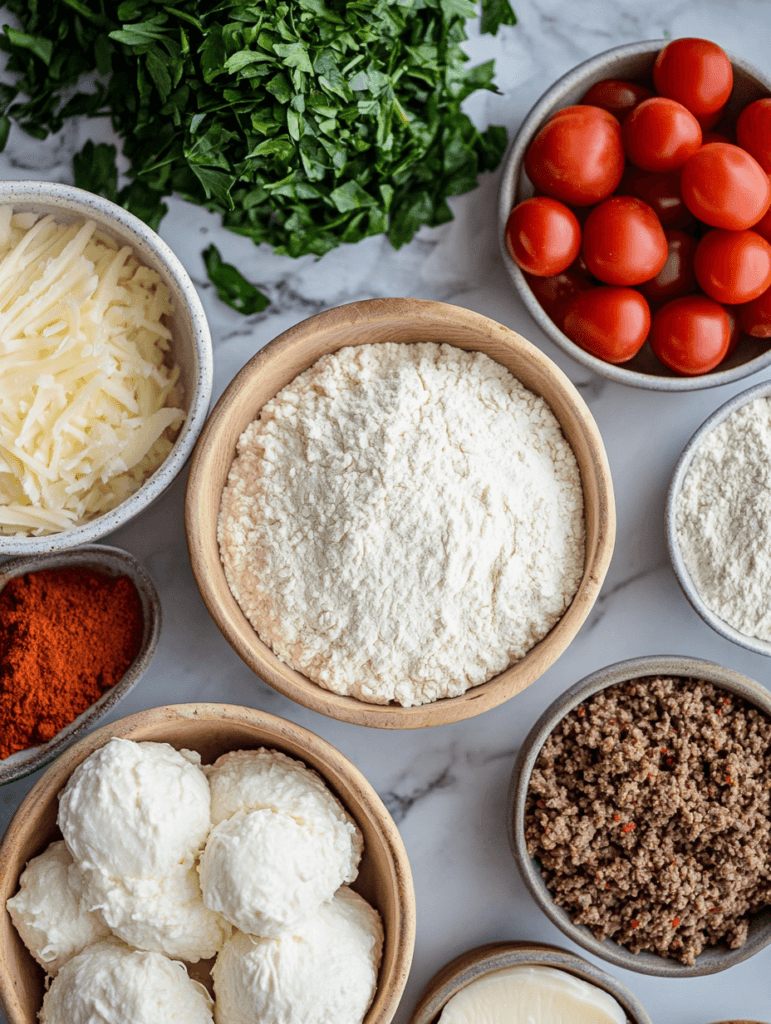 Ingredients for low-carb beef empanadas