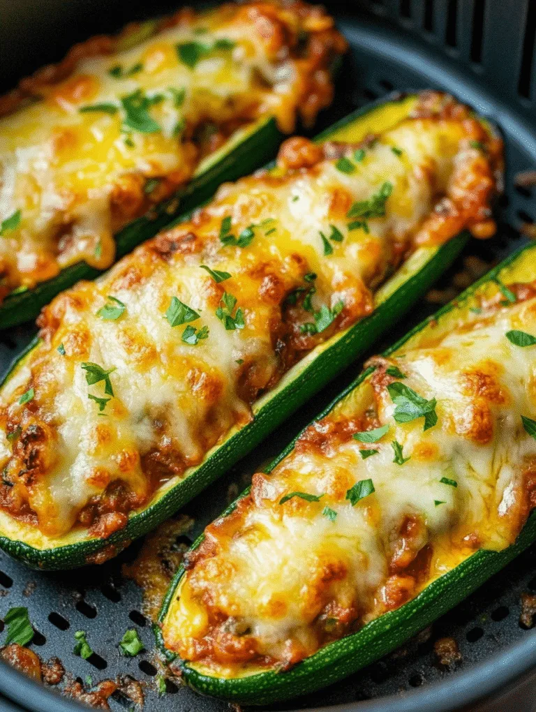 Keto stuffed zucchini boats in air fryer with melted cheese
