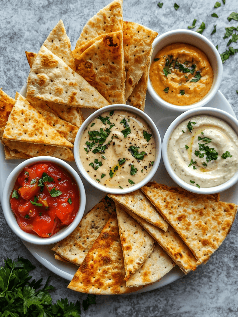 Pita Garlic Cheese Triangles in Air Fryer with dipping sauces