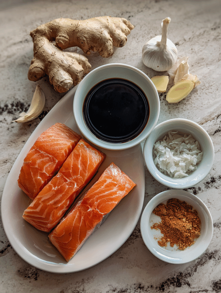 Ingredients for teriyaki salmon glaze
