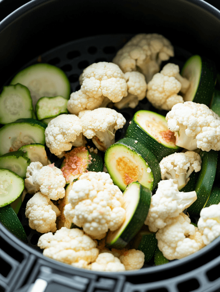 Zucchini and cauliflower pink salt air fryer recipe
