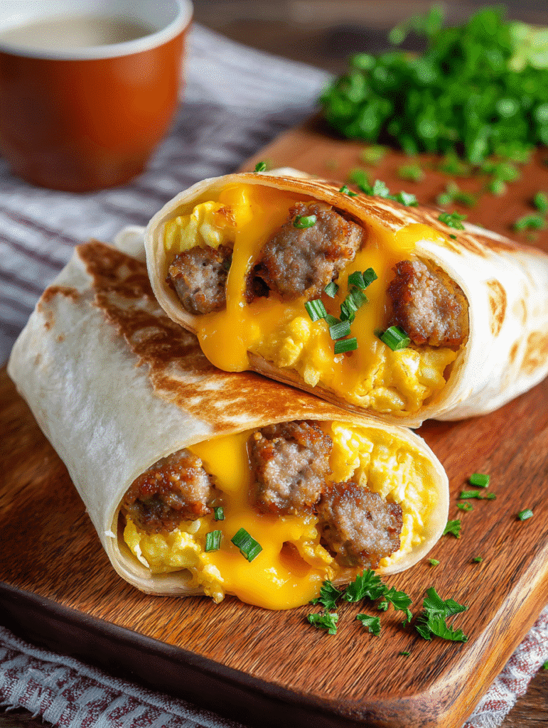 Breakfast wrap with air fried sausage