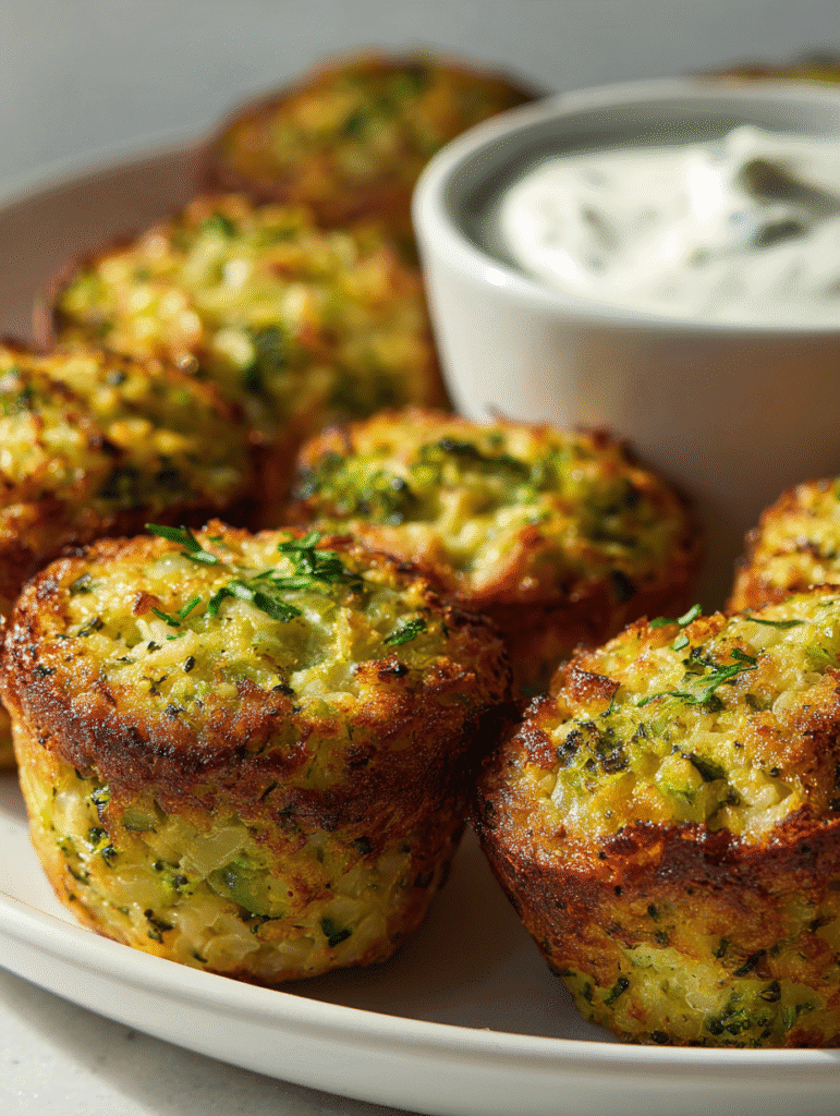 crispy air fryer cheesy broccoli rice bites on plate