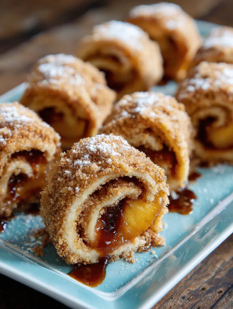 Air Fryer Peach Roll-Ups fresh out of air fryer