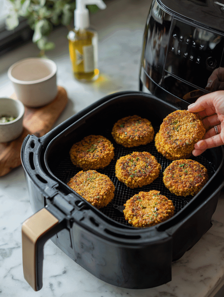 forming air fryer cheesy broccoli rice bites