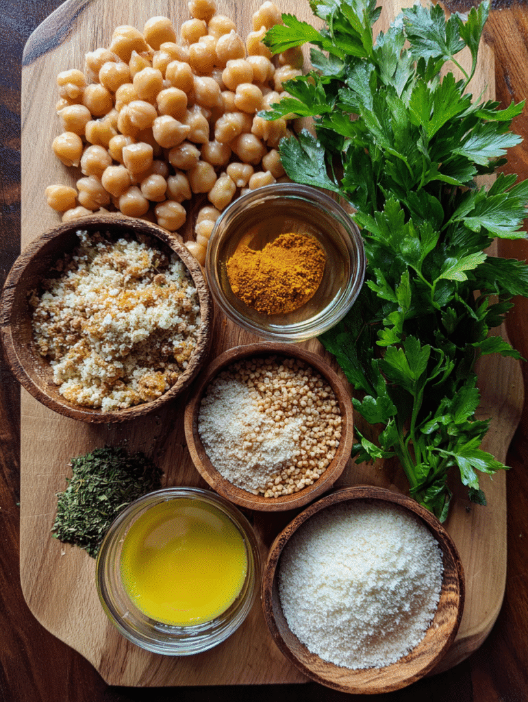 ingredients for air fryer chickpea cakes with honey mustard