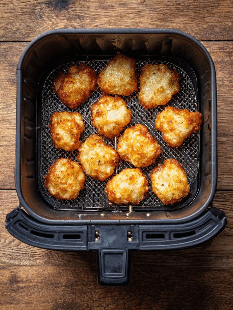 Apple fritters cooking in air fryer