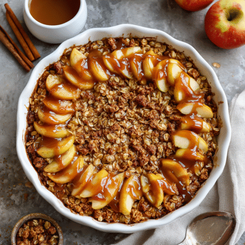 Easy Air Fryer Oatmeal Apple Breakfast Bake fresh from the air fryer