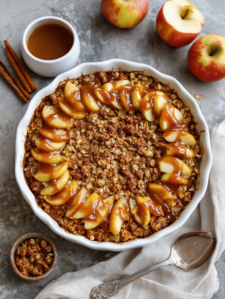 Easy Air Fryer Oatmeal Apple Breakfast Bake fresh from the air fryer