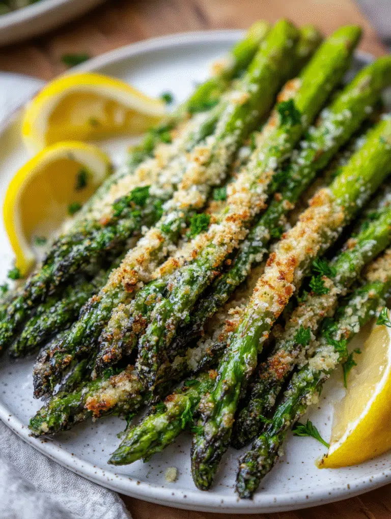 Seasoning asparagus for air frying with garlic and oil