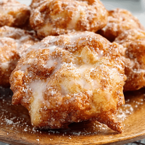 Healthy air fryer apple fritters close-up