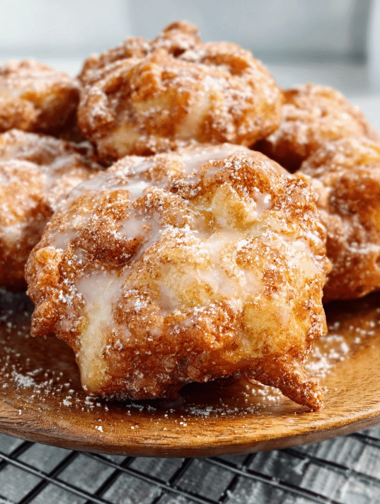 Healthy air fryer apple fritters close-up