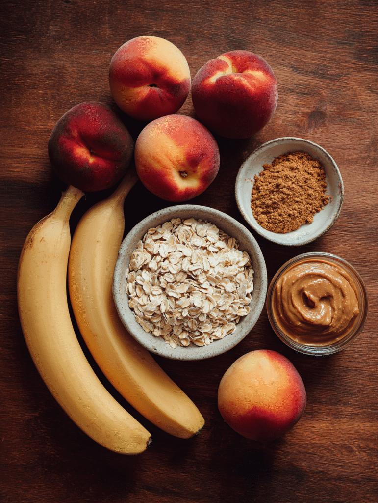 Ingredients for healthy peach oatmeal breakfast cookies