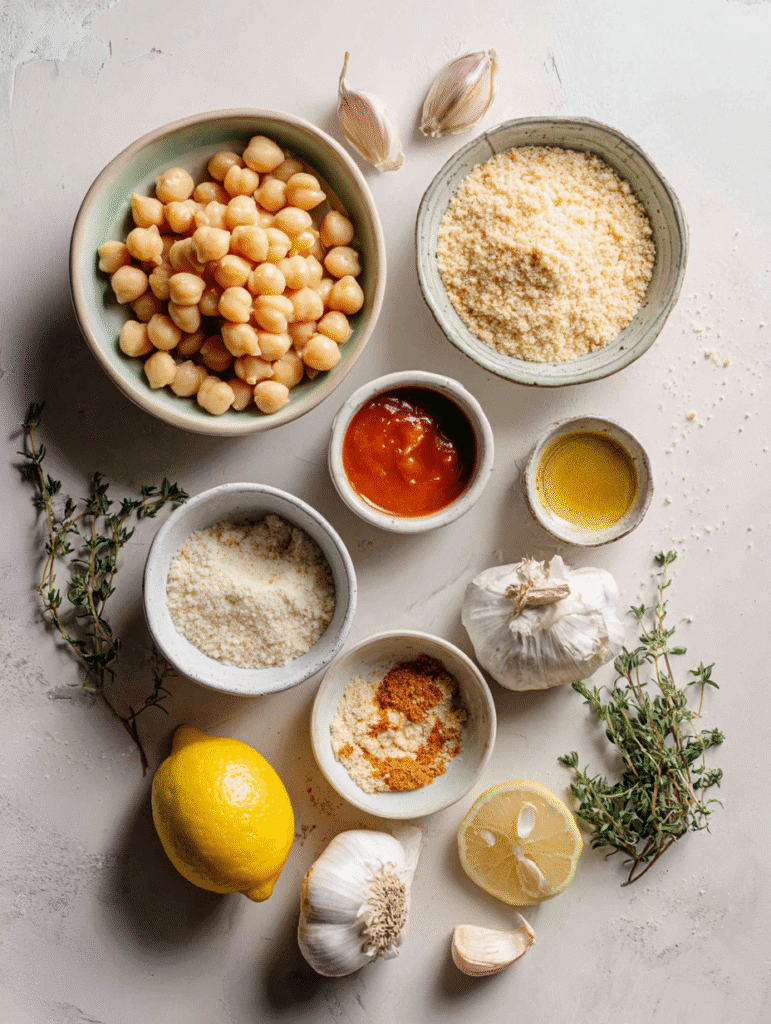 Ingredients for Air Fryer Buffalo Chickpea Fritters